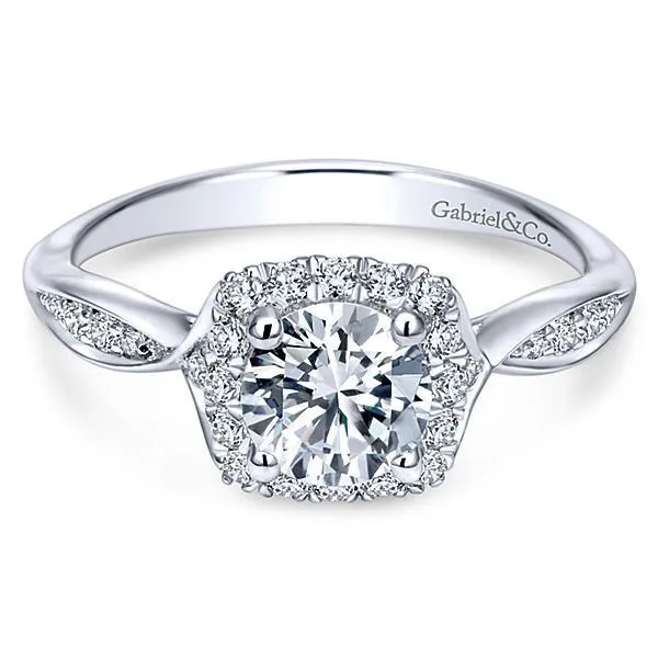 0.50 Carat Round Brilliant Cut Halo Diamond Engagement Ring - style 3