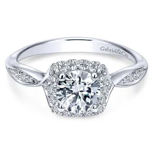 0.50 Carat Round Brilliant Cut Halo Diamond Engagement Ring - style 3