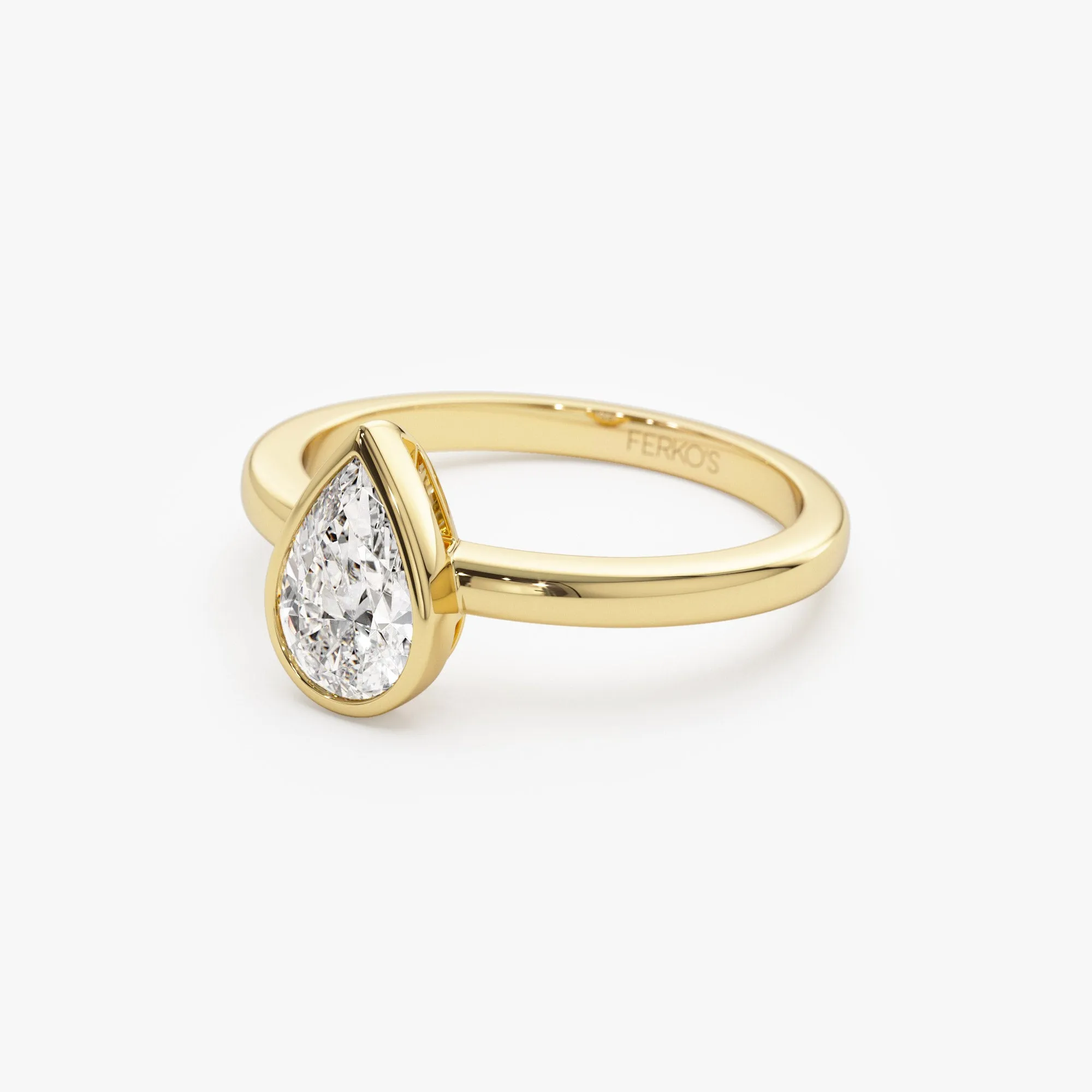 0.75 - 1.50 ctw 14k Bezel Setting Pear Shaped Lab Grown Diamond Engagement Ring - Arianna