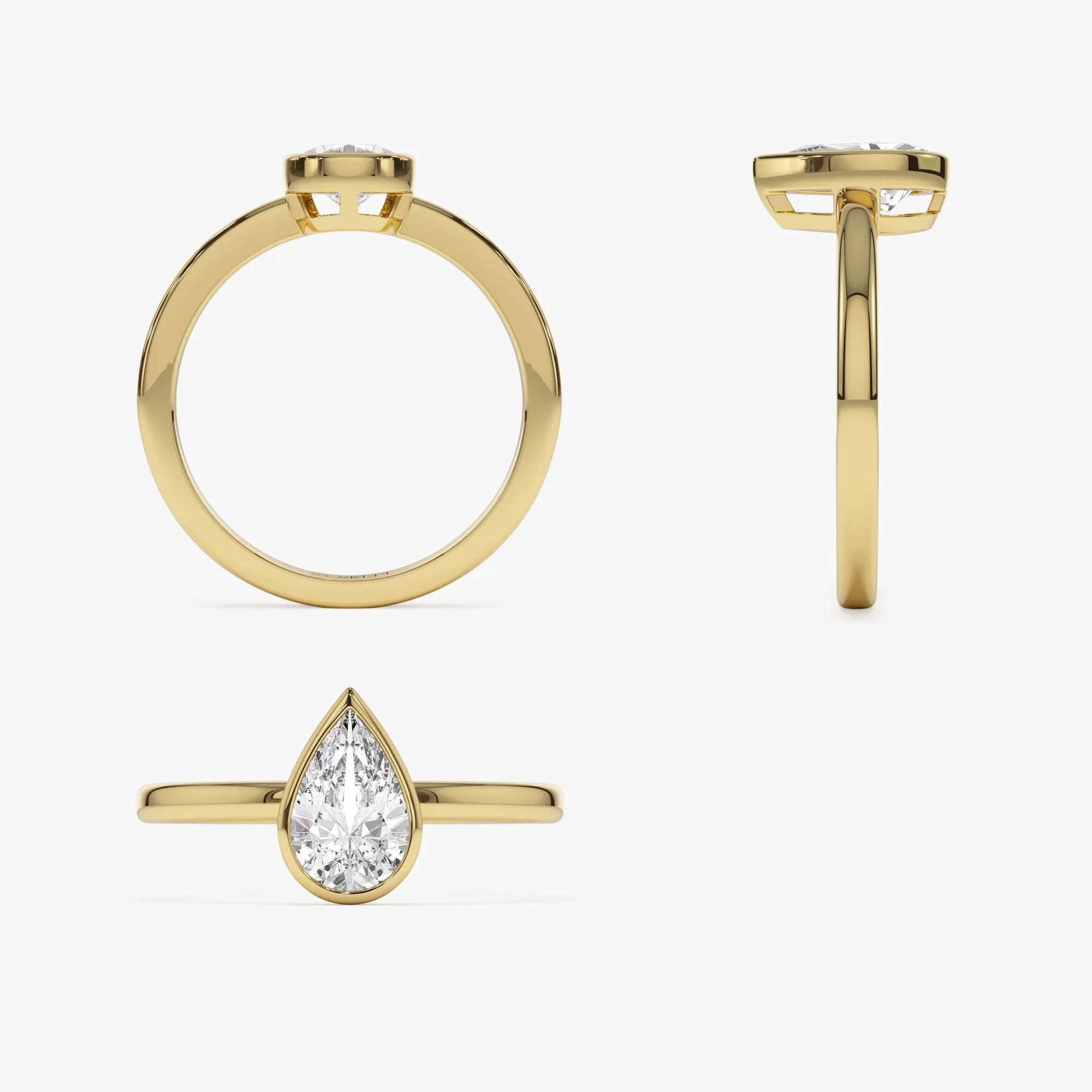 0.75 - 1.50 ctw 14k Bezel Setting Pear Shaped Lab Grown Diamond Engagement Ring - Arianna
