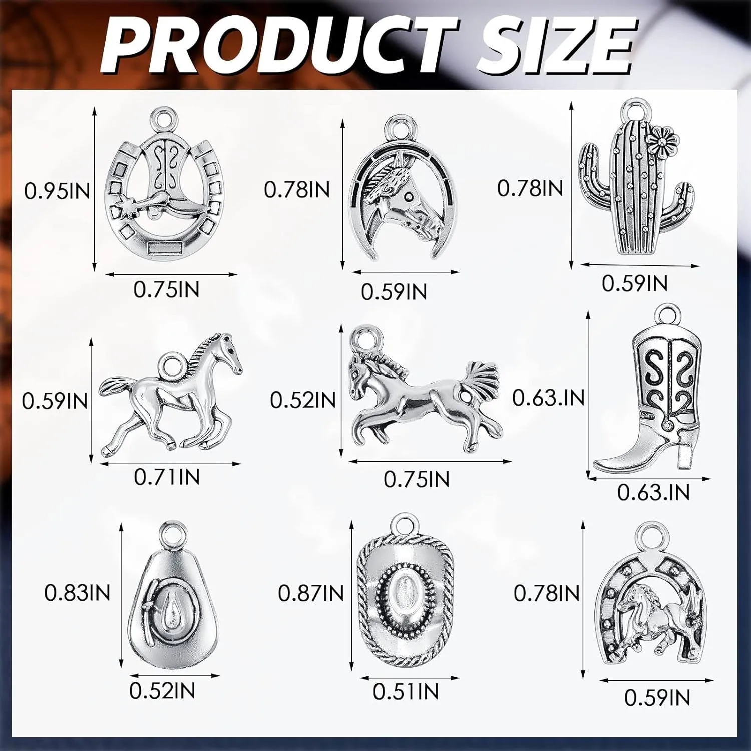 100 Pieces Western Cowboy Charms for Jewelry Making Alloy Antique Silver Cowboy Boot Hat Horse Cactus Charms Horse Western Pendant Cowboy Charms for Bracelet Necklace, 10 Styles