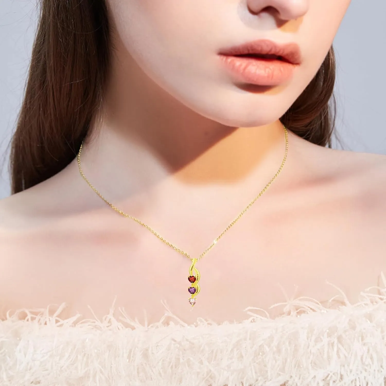 10K 14K 18K Solid Gold Personalized Mother Necklace with 1-4 Birthstone, Real Gold Customized Mom Birthstone Necklace Custom Any Name Mothers Day Birthday Gifts for Mom, Wife, Daughter, Grandma