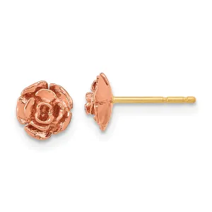 10K Two-Tone Black Hills Gold Rose Earrings with Polished Finish
