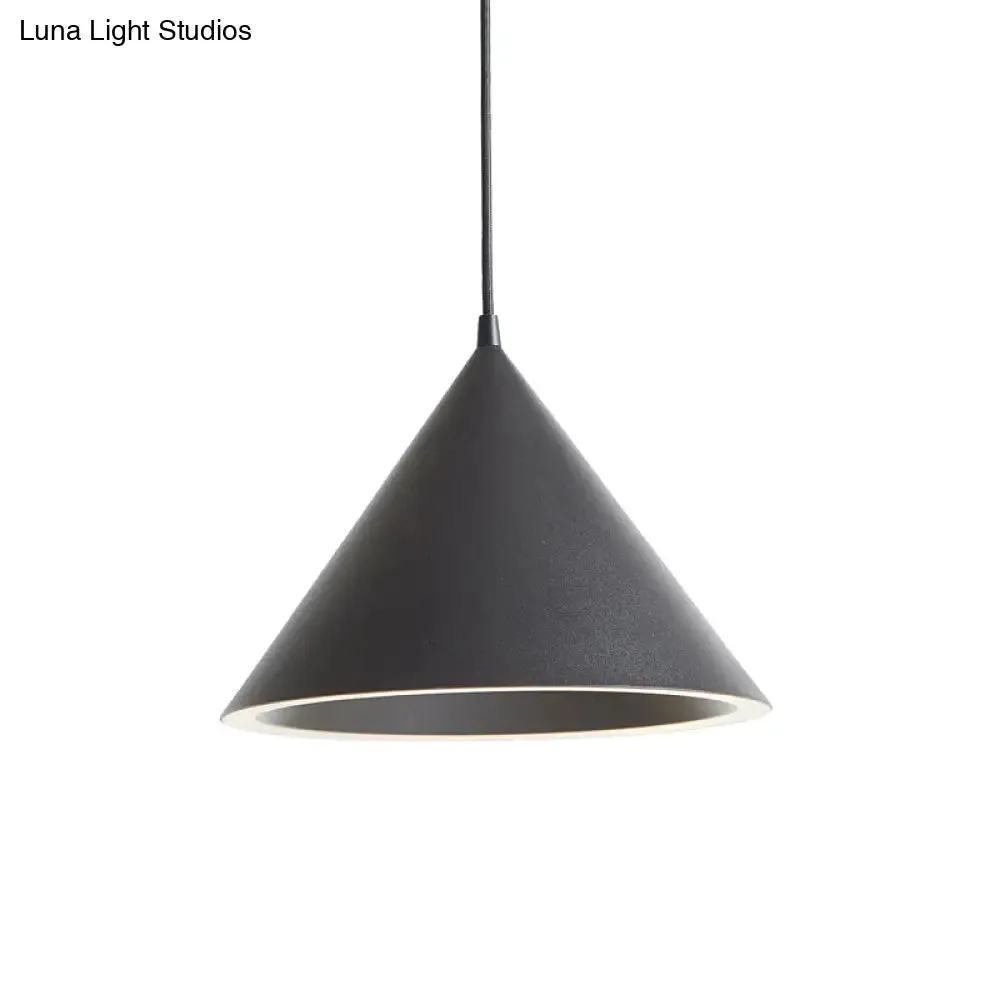 10"/12.5" Diameter 1 Light Conical Hanging Lamp Nordic Stylish Black/Blue Metal Pendant Light over Table