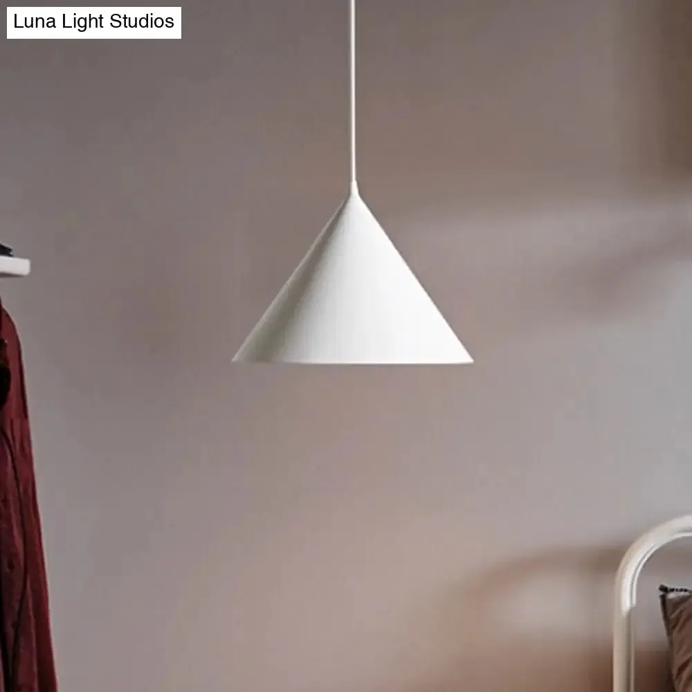 10"/12.5" Diameter 1 Light Conical Hanging Lamp Nordic Stylish Black/Blue Metal Pendant Light over Table