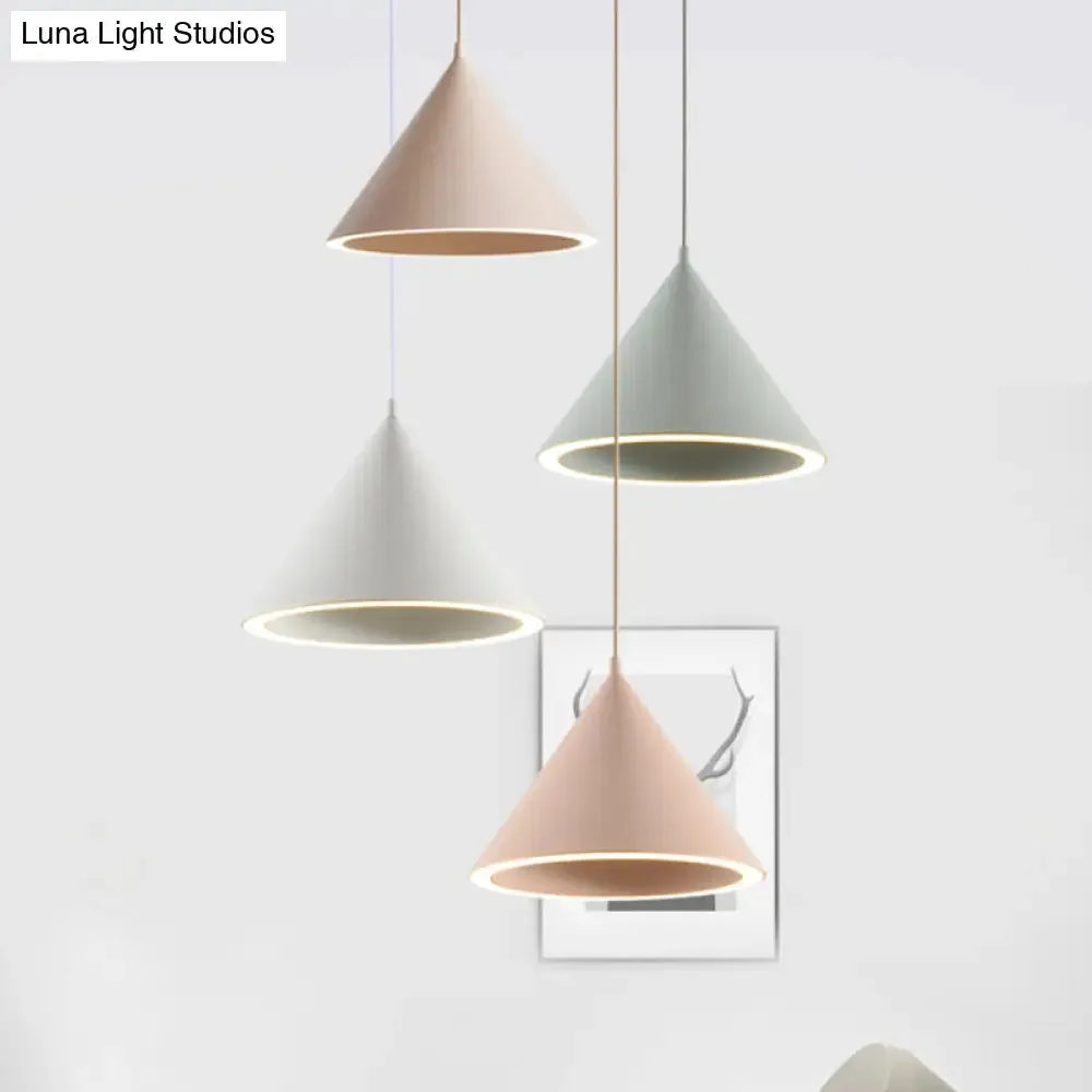 10"/12.5" Diameter 1 Light Conical Hanging Lamp Nordic Stylish Black/Blue Metal Pendant Light over Table