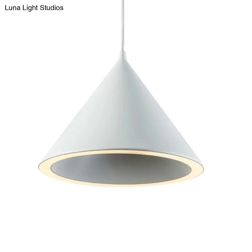10"/12.5" Diameter 1 Light Conical Hanging Lamp Nordic Stylish Black/Blue Metal Pendant Light over Table