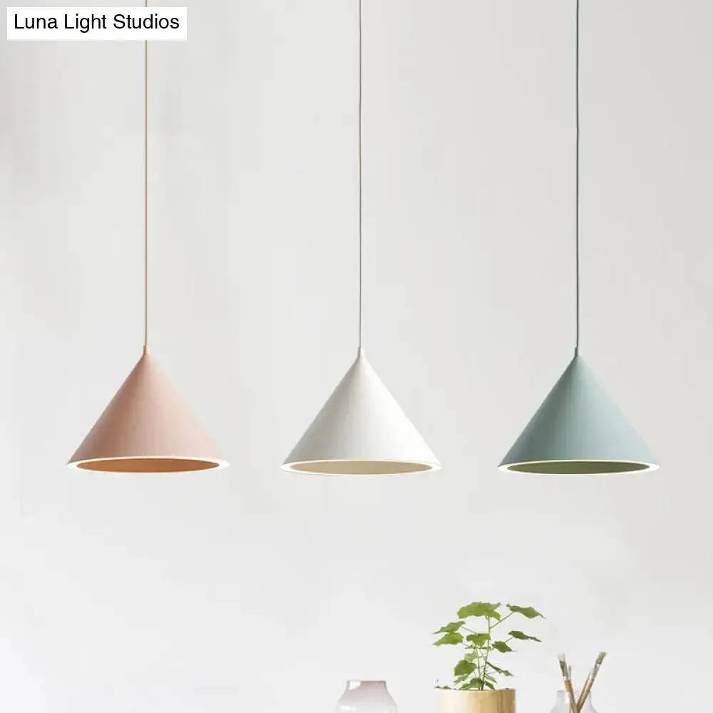 10"/12.5" Diameter 1 Light Conical Hanging Lamp Nordic Stylish Black/Blue Metal Pendant Light over Table