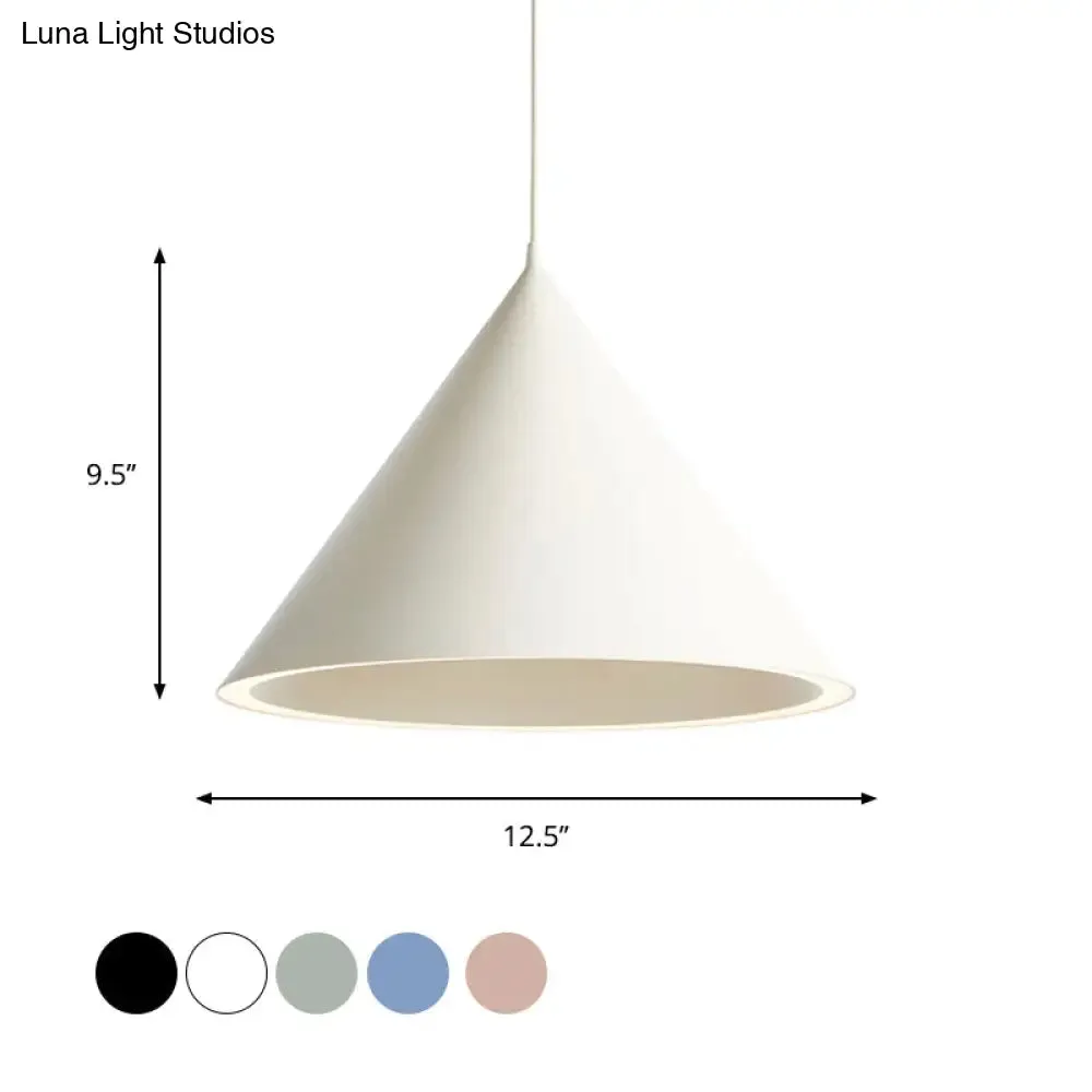 10"/12.5" Diameter 1 Light Conical Hanging Lamp Nordic Stylish Black/Blue Metal Pendant Light over Table