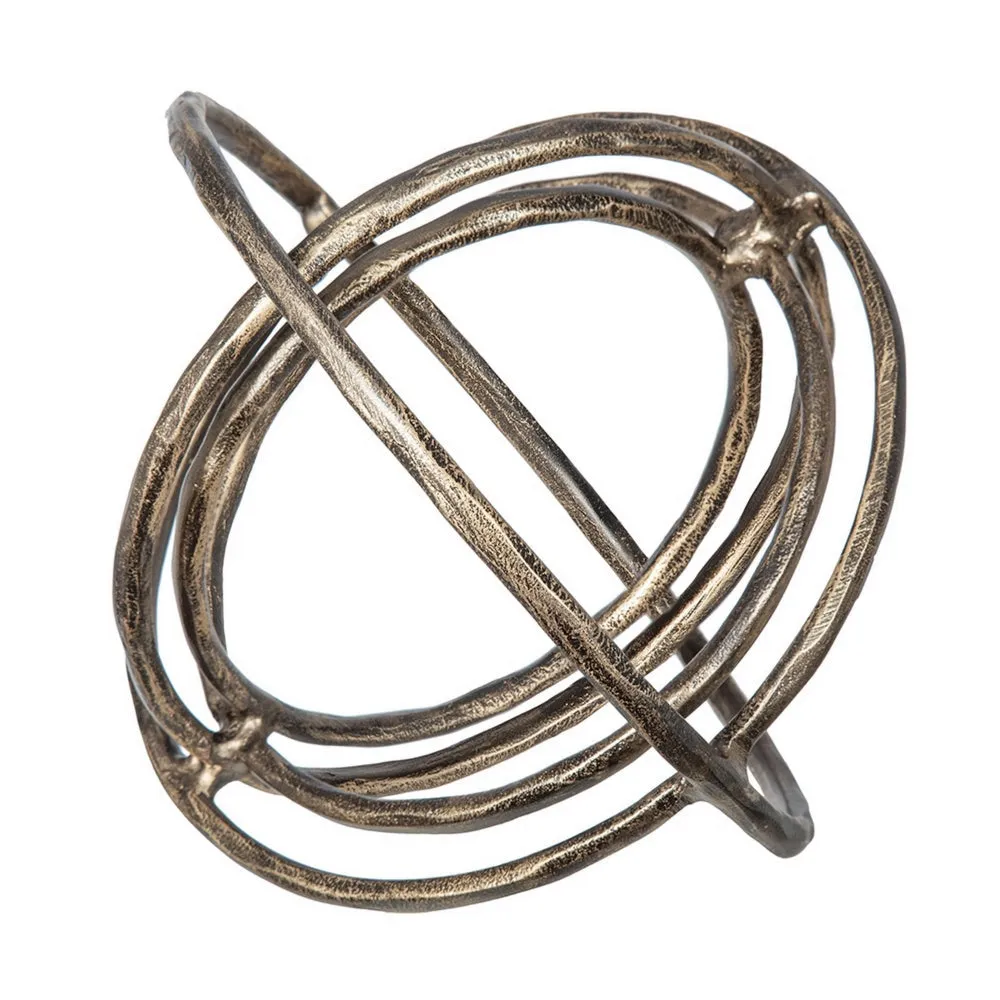11 Inch Decorative Armillary Sphere with Overlapping Rings, Bronze Aluminum By Casagear Home