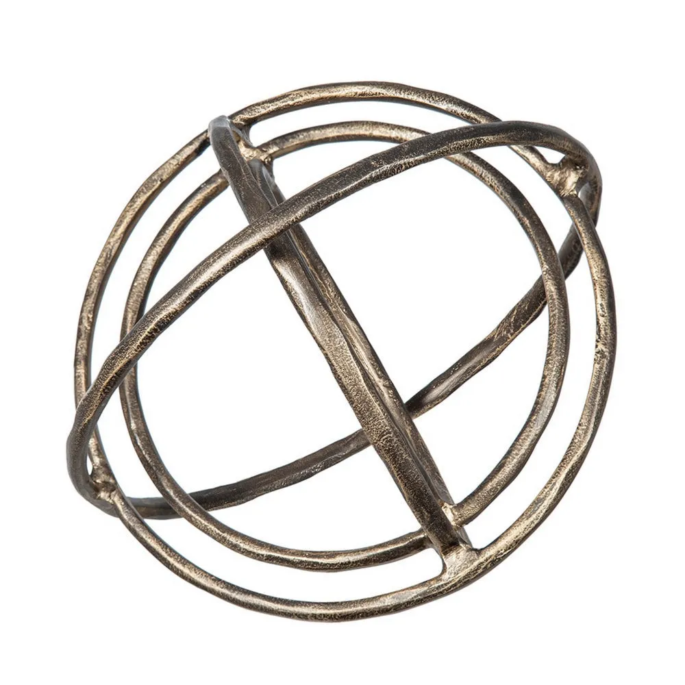 11 Inch Decorative Armillary Sphere with Overlapping Rings, Bronze Aluminum By Casagear Home