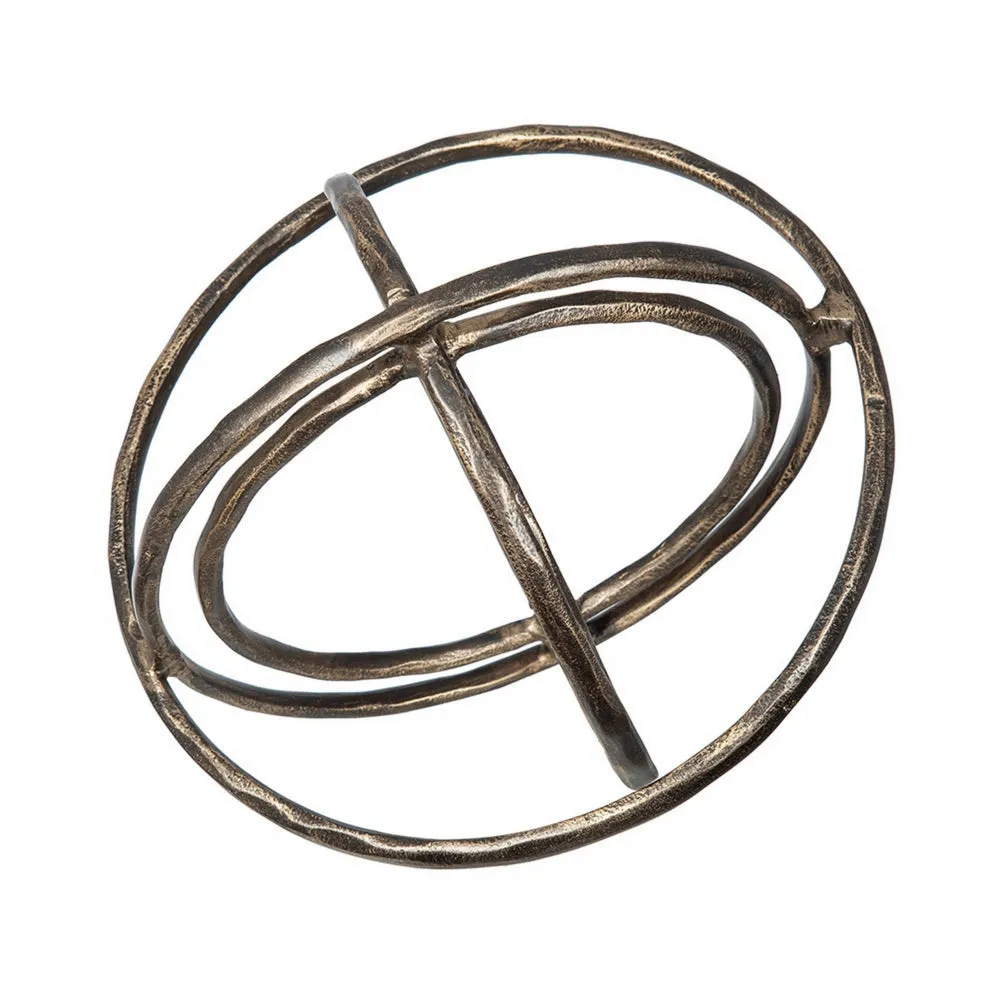 11 Inch Decorative Armillary Sphere with Overlapping Rings, Bronze Aluminum By Casagear Home