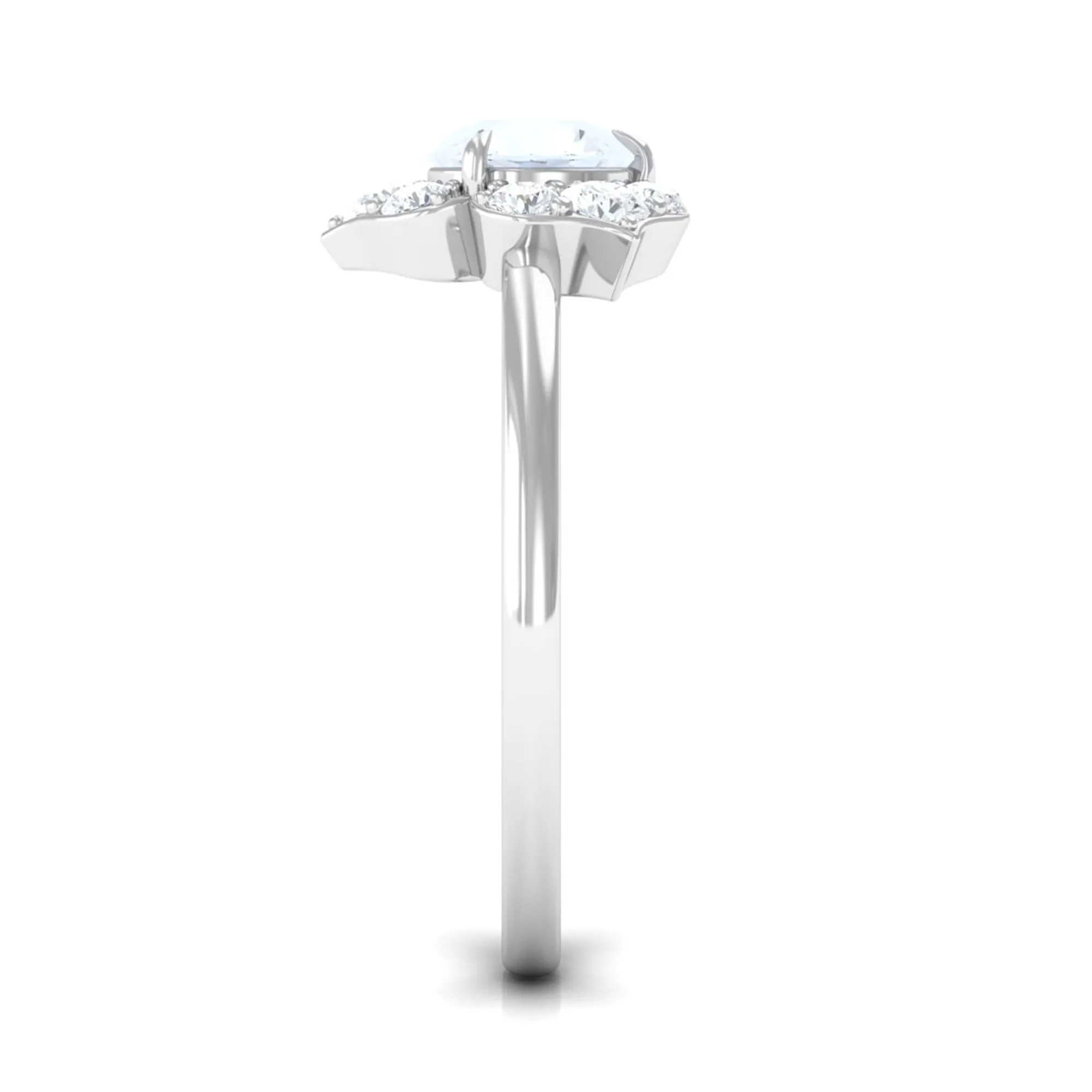 1.25 CT Moonstone and Diamond Floral Engagement Ring