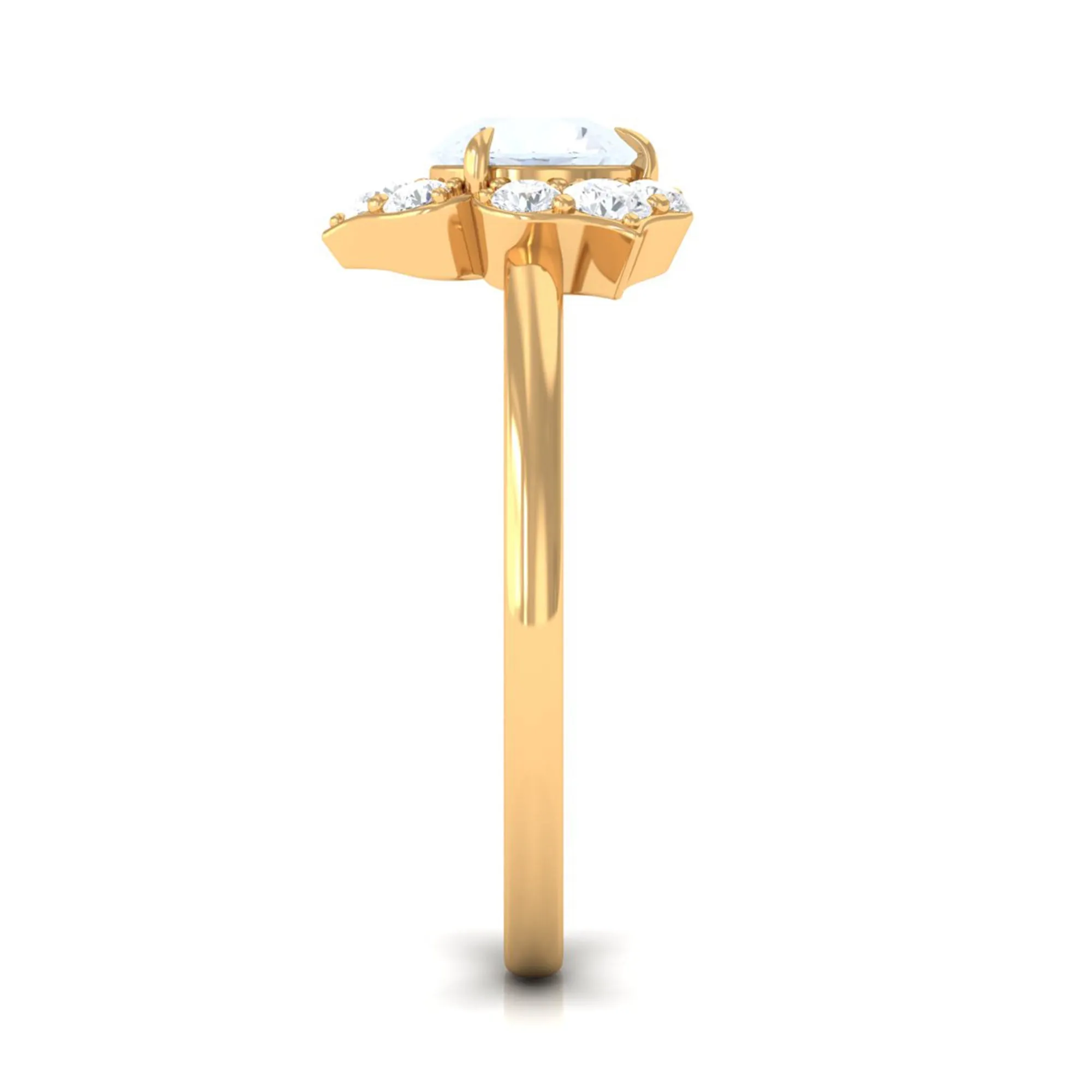 1.25 CT Moonstone and Diamond Floral Engagement Ring