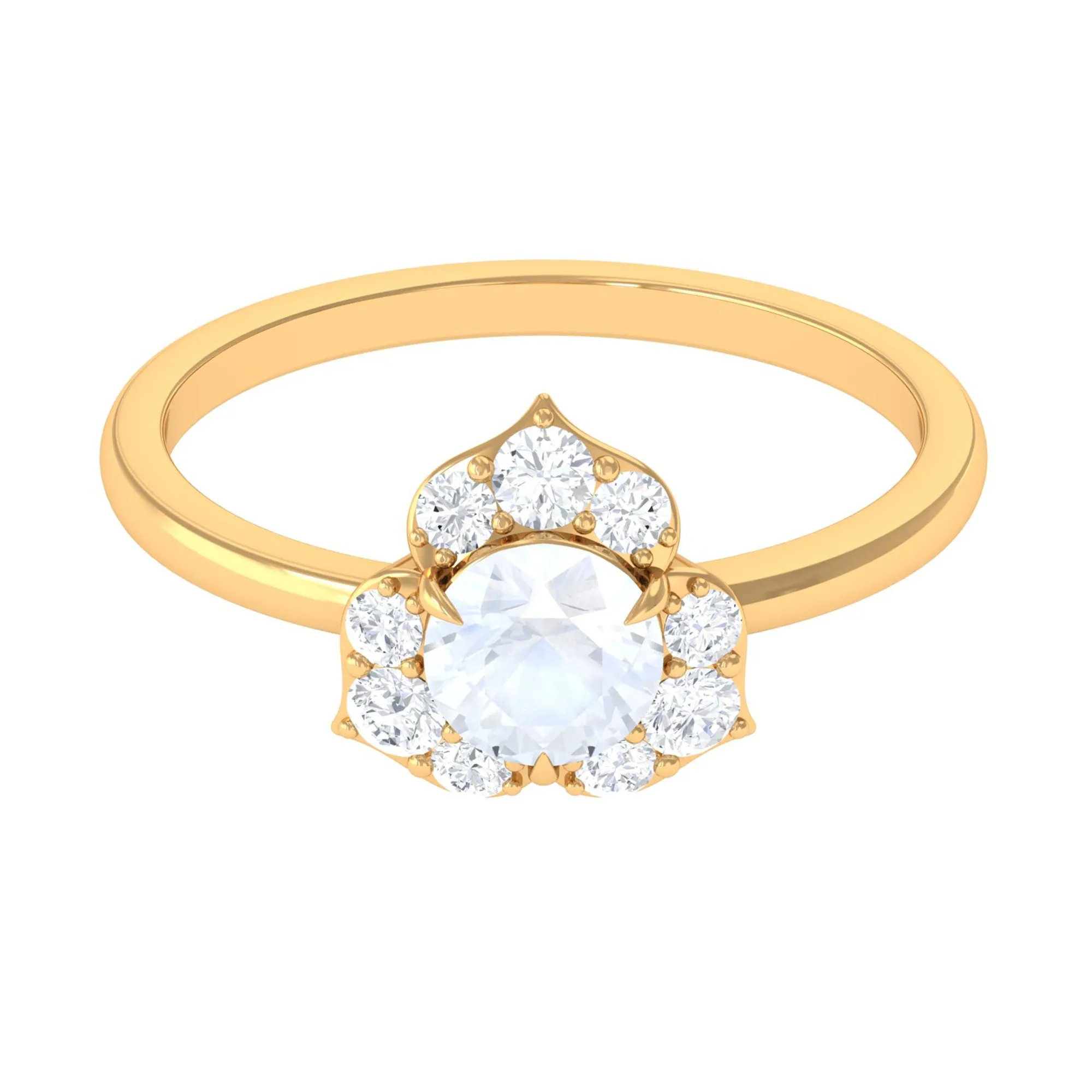 1.25 CT Moonstone and Diamond Floral Engagement Ring