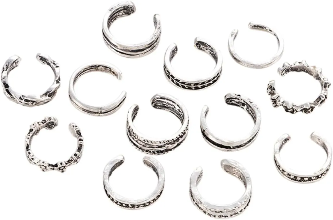 12pcs Foot Jewelry for Women Fashion Toe Rings Small Toe Rings for Women