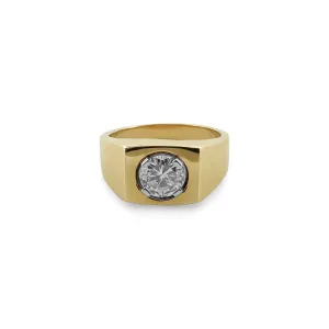 1.30cts Round Brilliant Diamond Men's Ring in 14k Yellow Gold