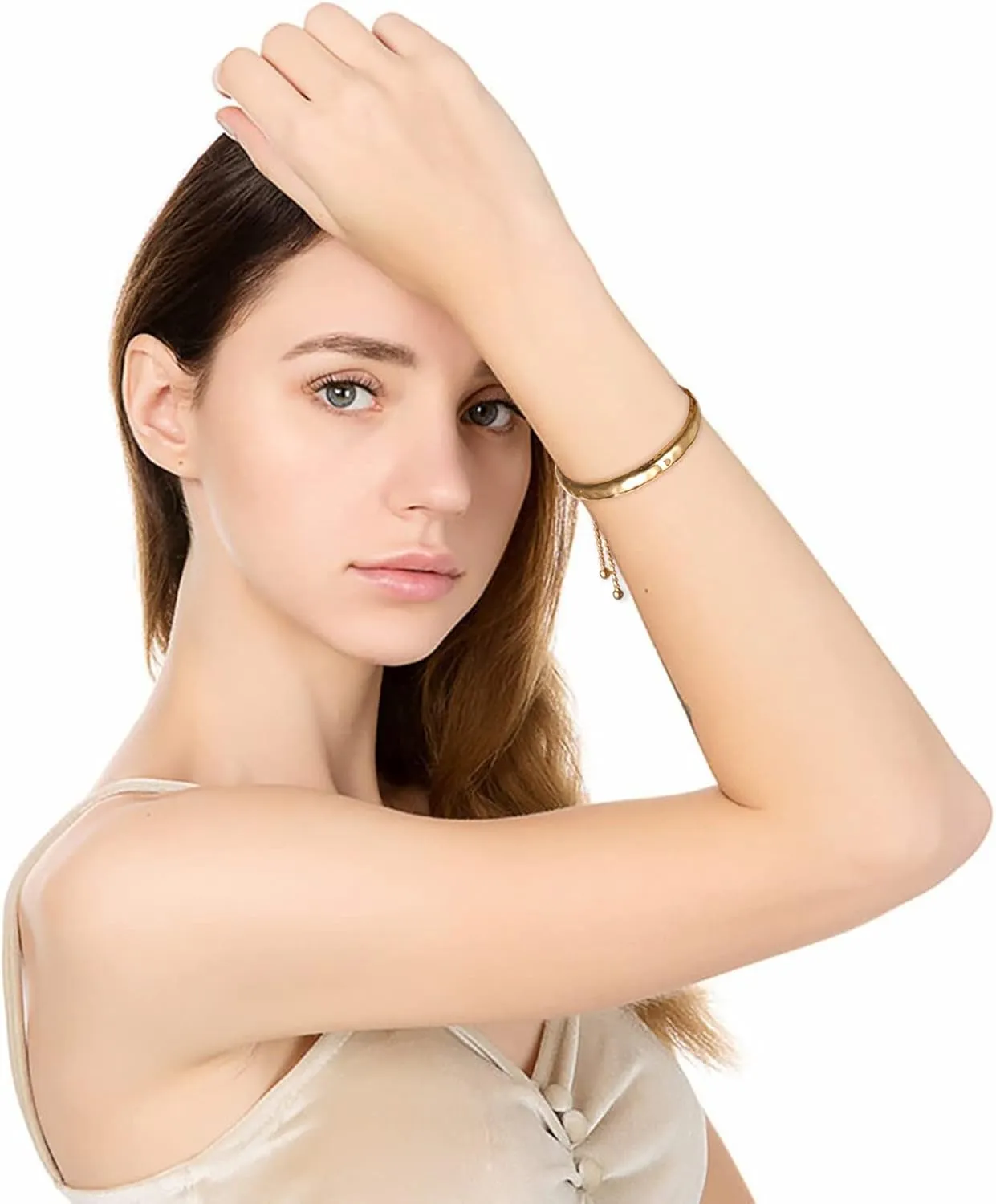 14K Gold Bracelets for Women Adjustable Slider Bracelet Bangle Bracelets for Women Gold Chain Bracelet