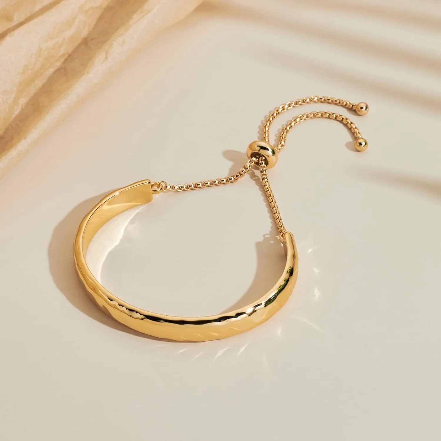 14K Gold Bracelets for Women Adjustable Slider Bracelet Bangle Bracelets for Women Gold Chain Bracelet