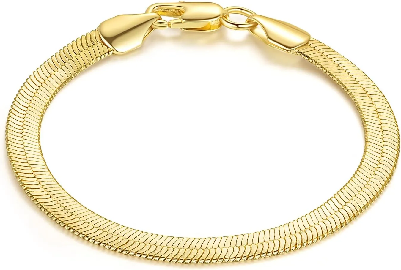 14K Gold Bracelets for Women & Gold Bracelet for Men Smooth Snake Gold Chain Bracelet for Women Men Bracelet Jewelry Presents (6.5, 7, 7.5, 8, 9 in)