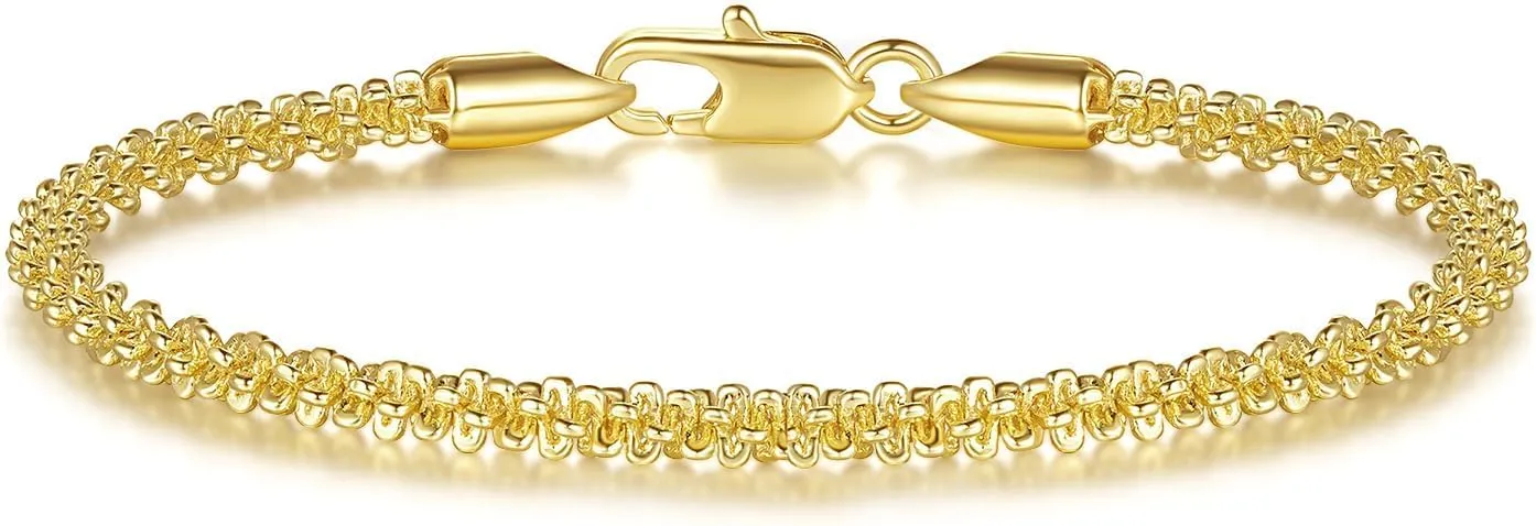 14K Gold Bracelets for Women Bracelet for Men Gold Chain Bracelets Womens Starry Rope Design Gifts for Women 6.5-9 Inches