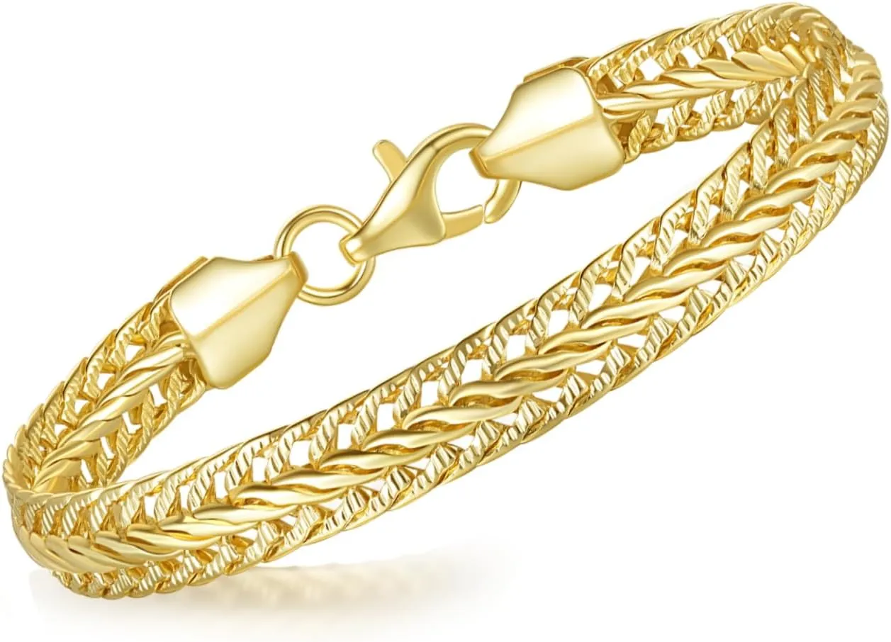 14K Gold Bracelets for Women Gold Chain Bracelet Shine Bright Men Gold Bracelet Foxtail Chain Design Love Bracelet (6.5 in- 9 in)