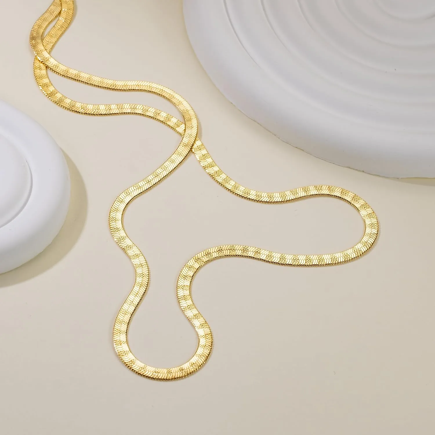 14K Gold Chain for Women 14K Gold Necklaces for Women Trendy Non Tarnish Golden Necklace Mens Golden Chains Necklace Starry Touch, 4mm wide Endless Charm Snake Chain Necklaces 16,18,20,22,24IN