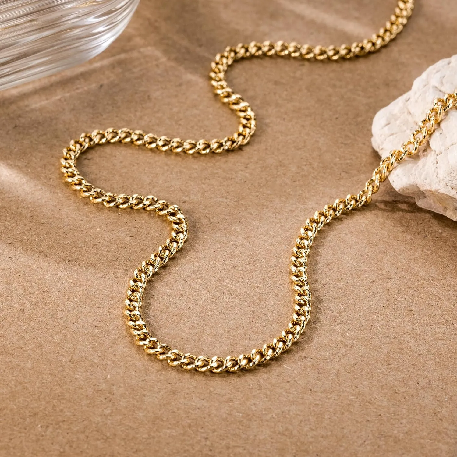 14K Gold Necklace for Women Golden Cuban Link Chain for Mens Necklace Chunky Necklaces for Women Gold Special Engraving and 3.7MM Width Golden Charm Necklaces for Men 16,18,20,22,24 Inches