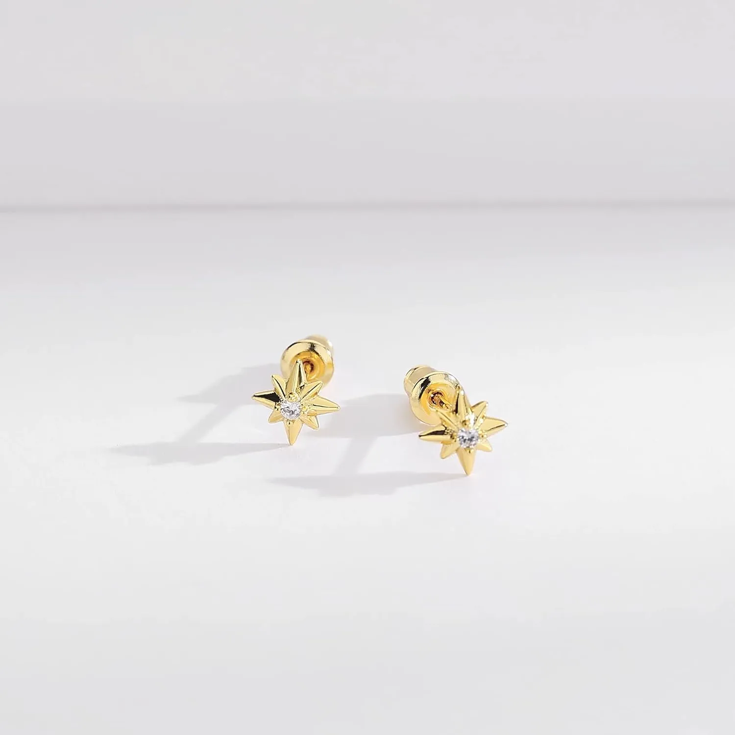 14K Gold Plated 925 Sterling Silver Post Cubic Zirconia Rose Flower Stud Earrings for Women | Hypoallergenic & Nickel Free Earrings for Women