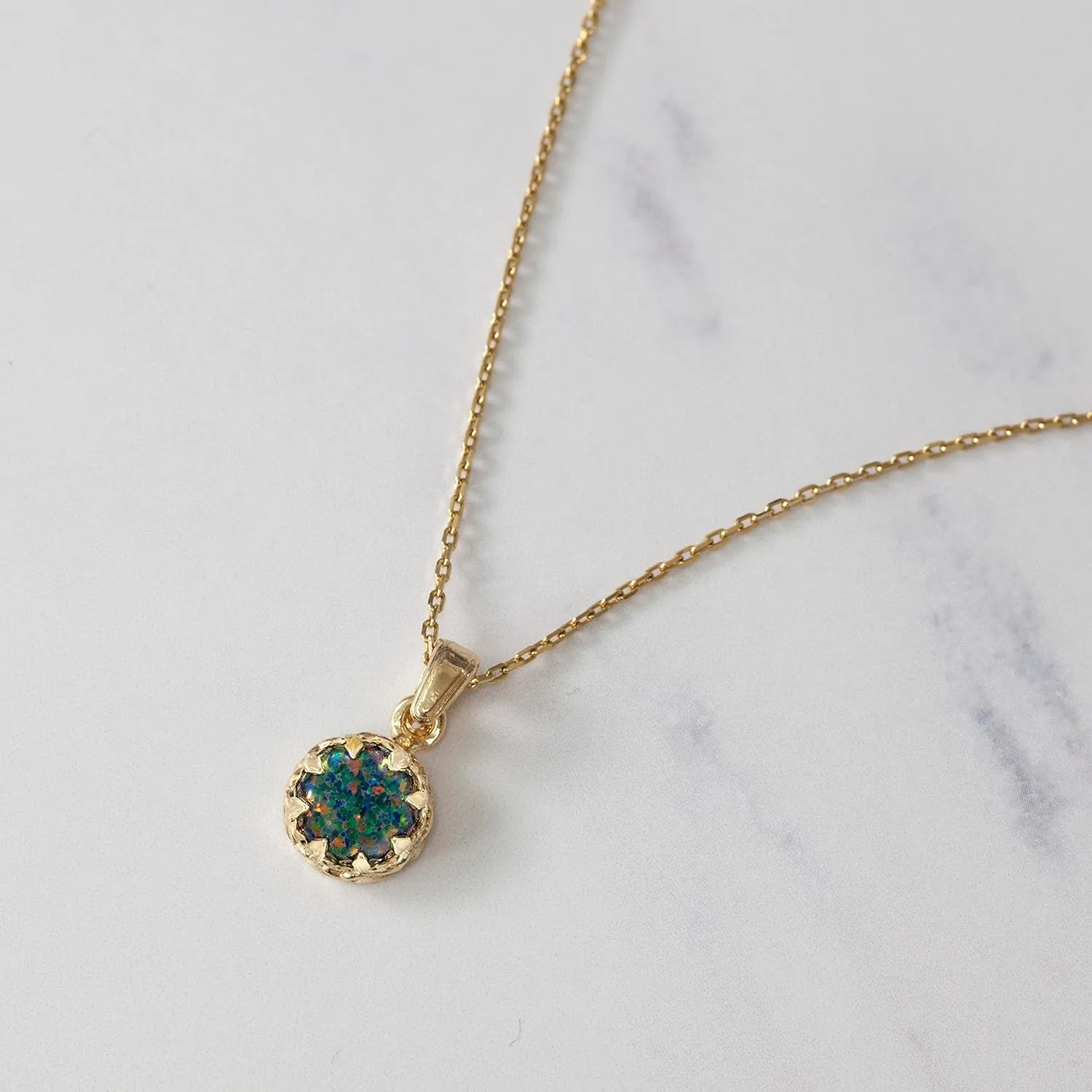 14K Gold Plated Black Opal Necklaces for Women - Black Opal Birthstone Necklace - Gold over 925 Sterling Silver - Gold Pendant Necklaces - Gold Minimalist Jewelry for Women - Prom Necklace