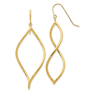 14K Gold Twisted Drop Earrings with Polished Finish for Women