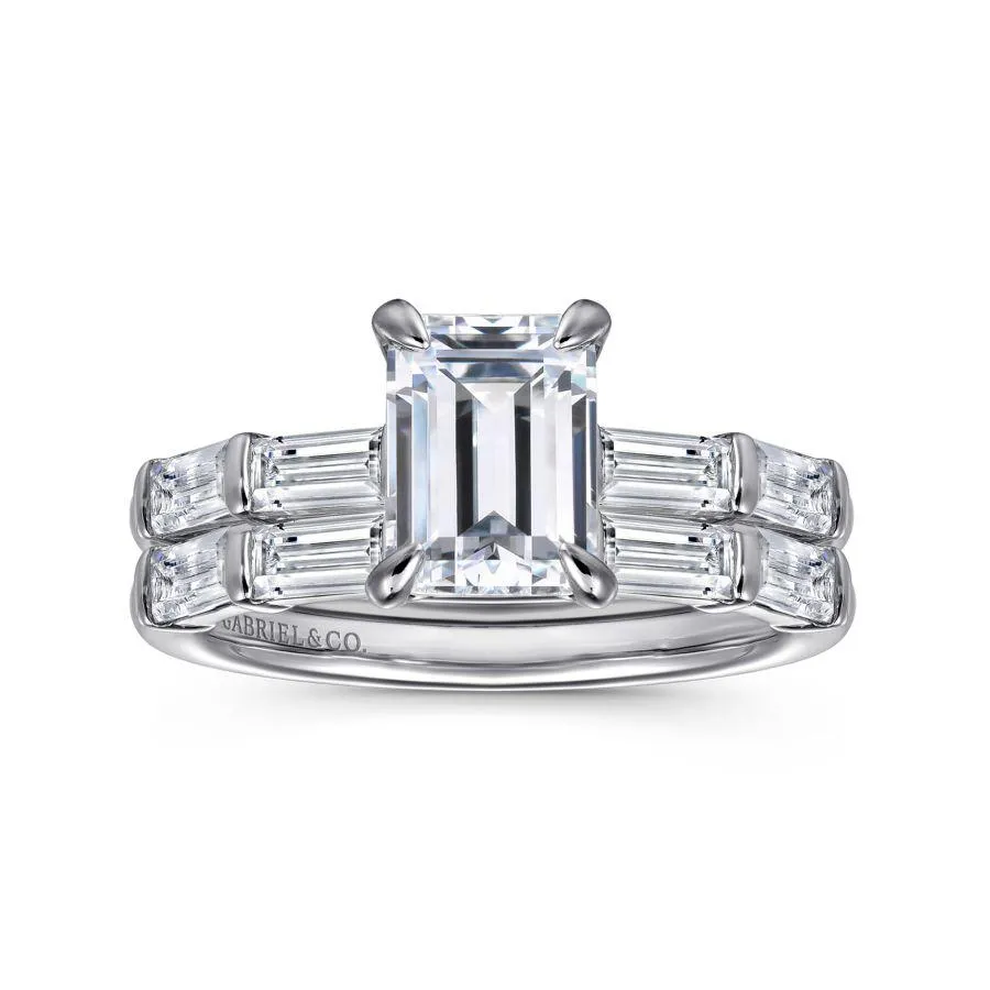 14K White Gold Baguette Diamond Band