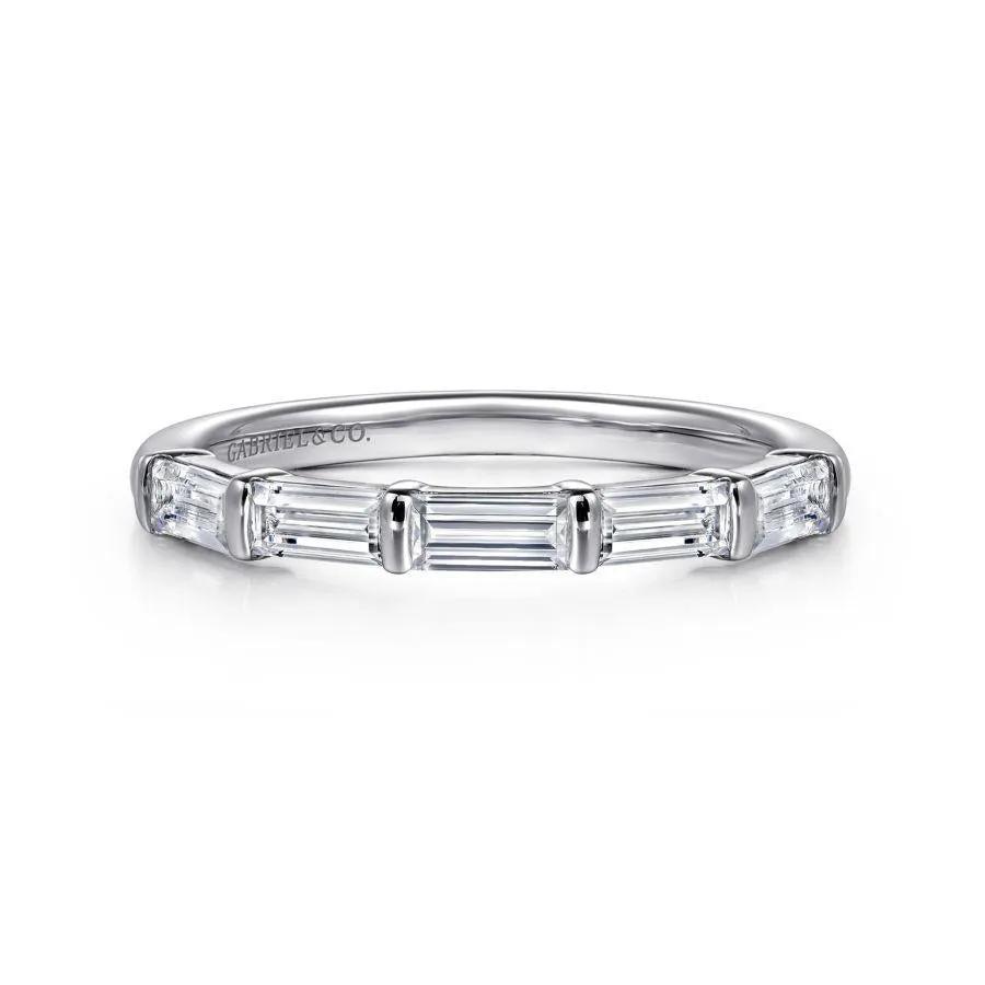 14K White Gold Baguette Diamond Band