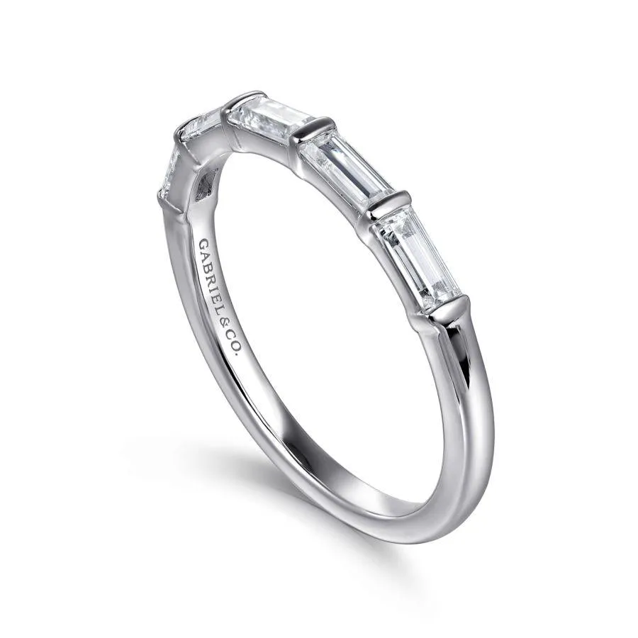 14K White Gold Baguette Diamond Band