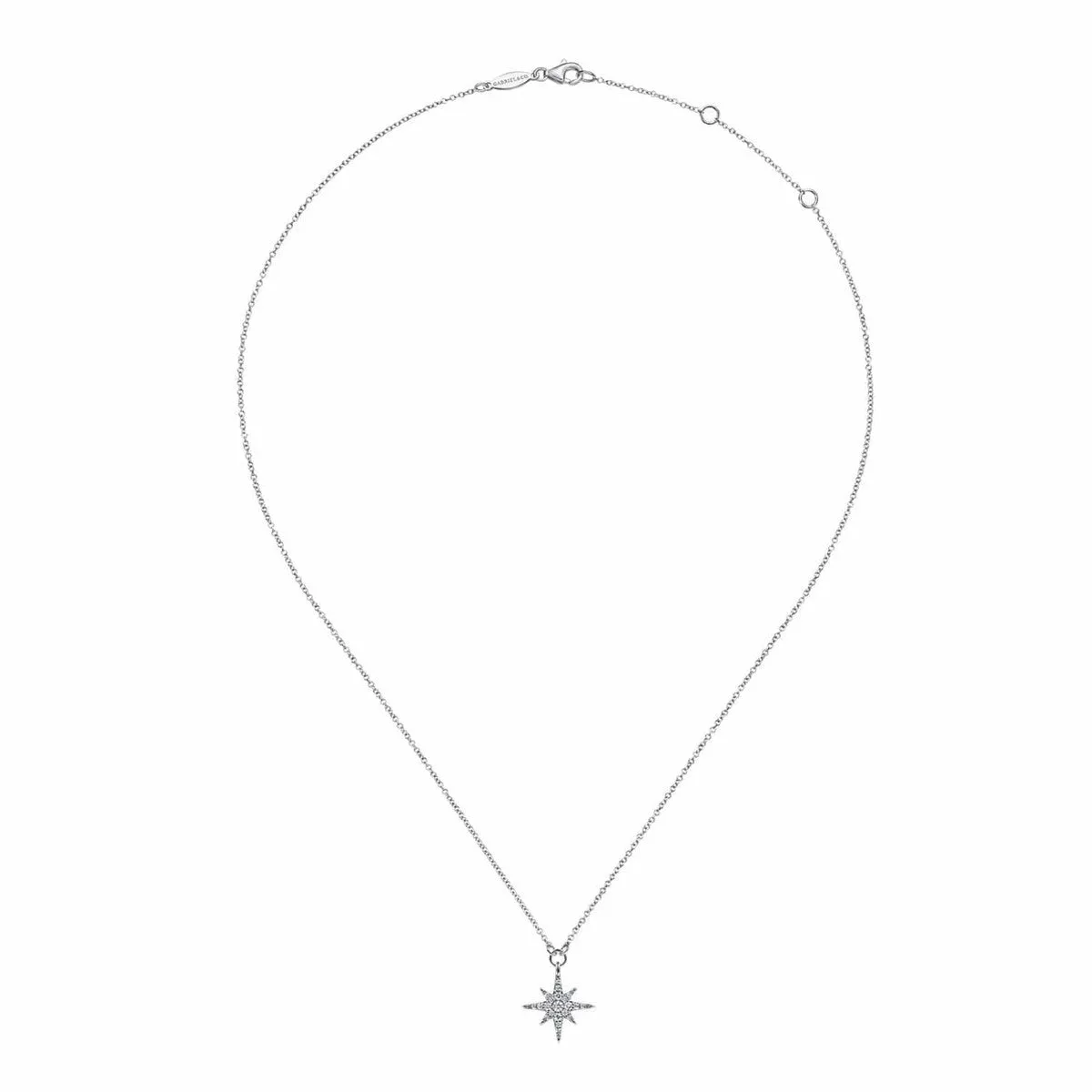14K White Gold Diamond Starburst Pendant Necklace - NK4847W45JJ