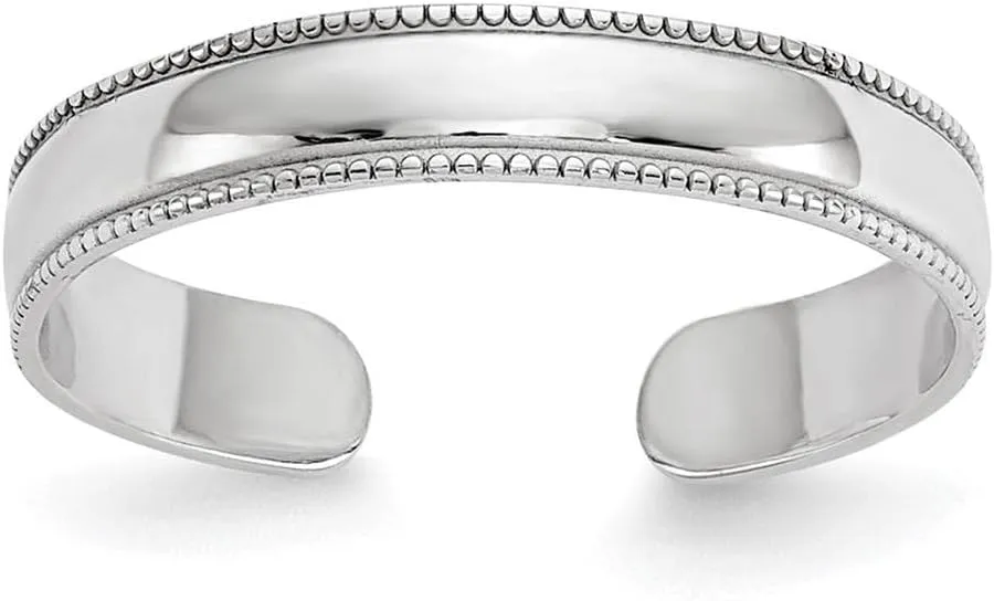 14K White Gold Milgrain Adjustable Toe Ring