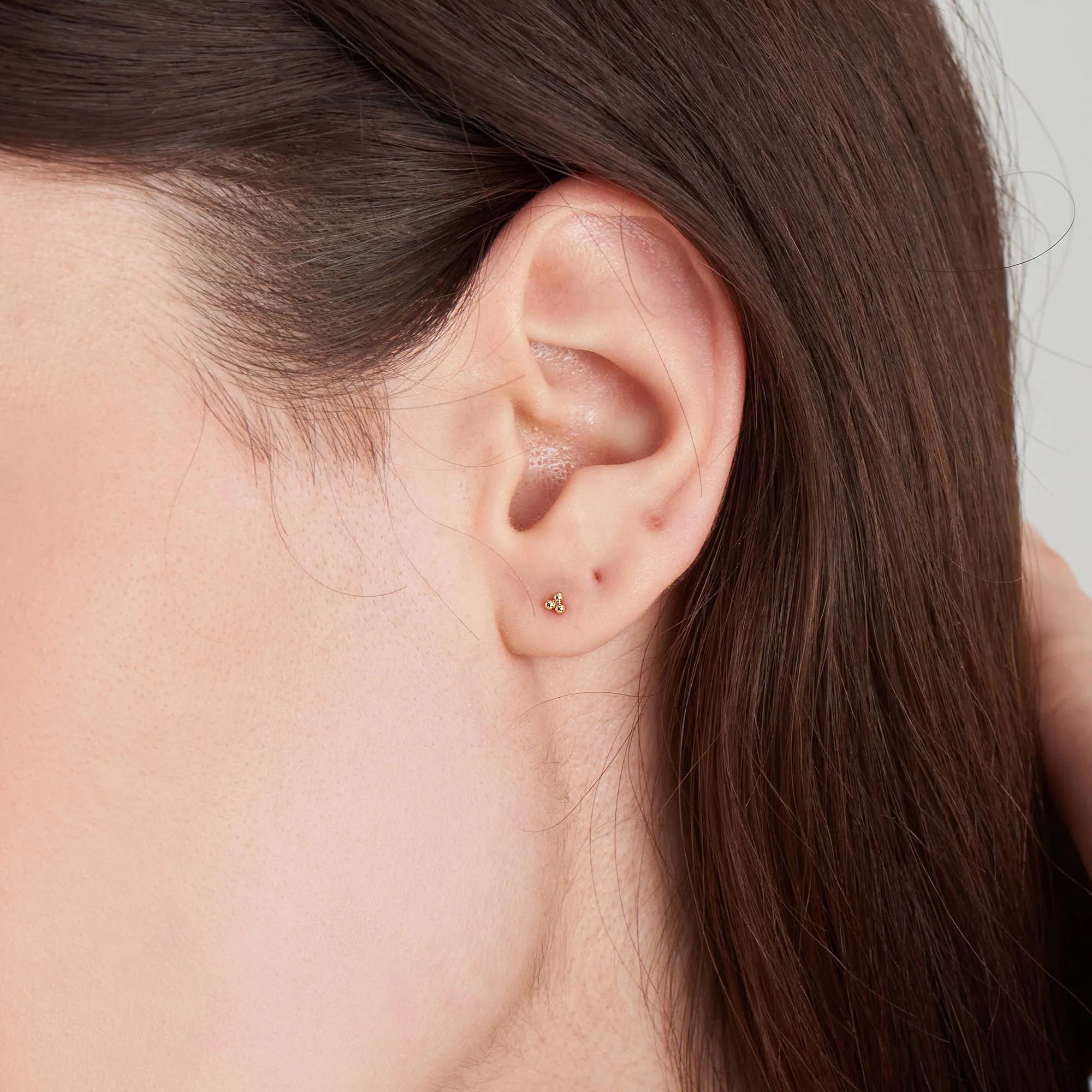 14kt Gold Triple Ball Stud Earrings