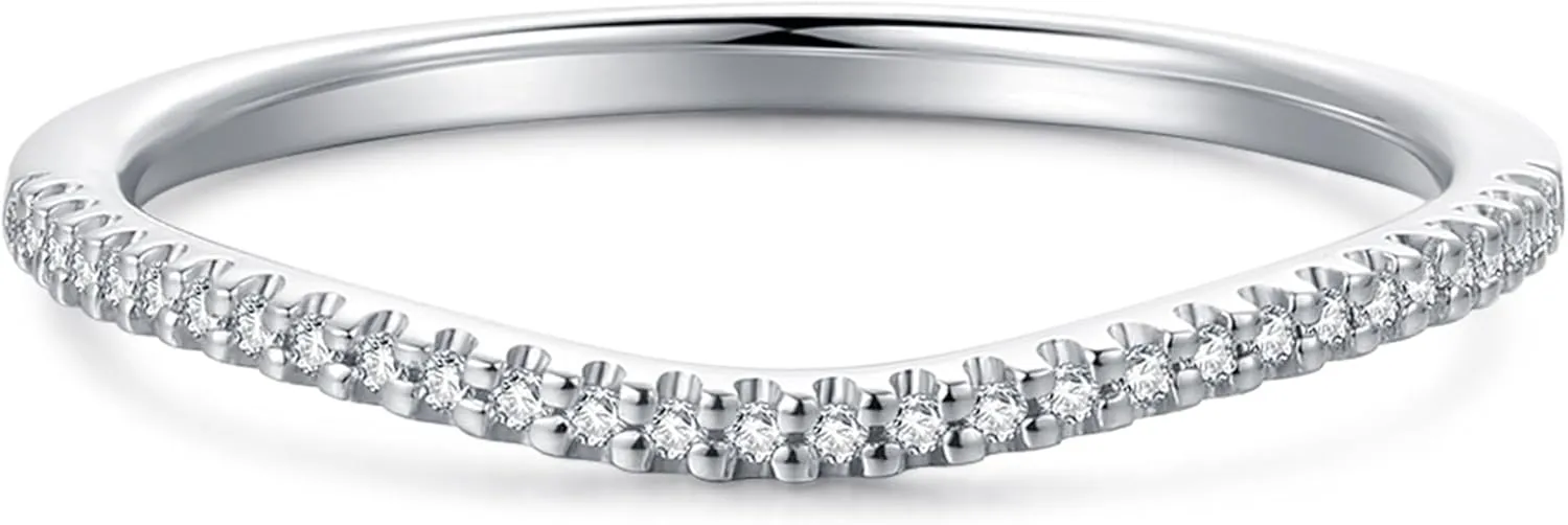 1.5mm Moissanite Wedding Bands for Women, Moissanite Rings for Women, V Shaped Wedding Band