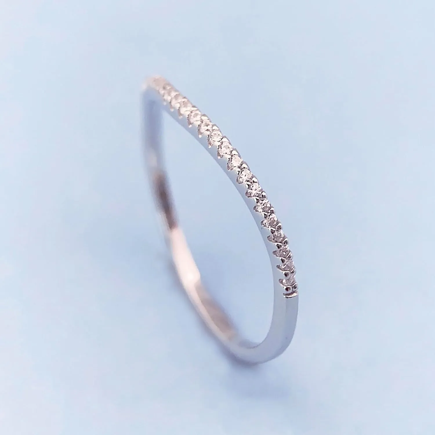 1.5mm Moissanite Wedding Bands for Women, Moissanite Rings for Women, V Shaped Wedding Band
