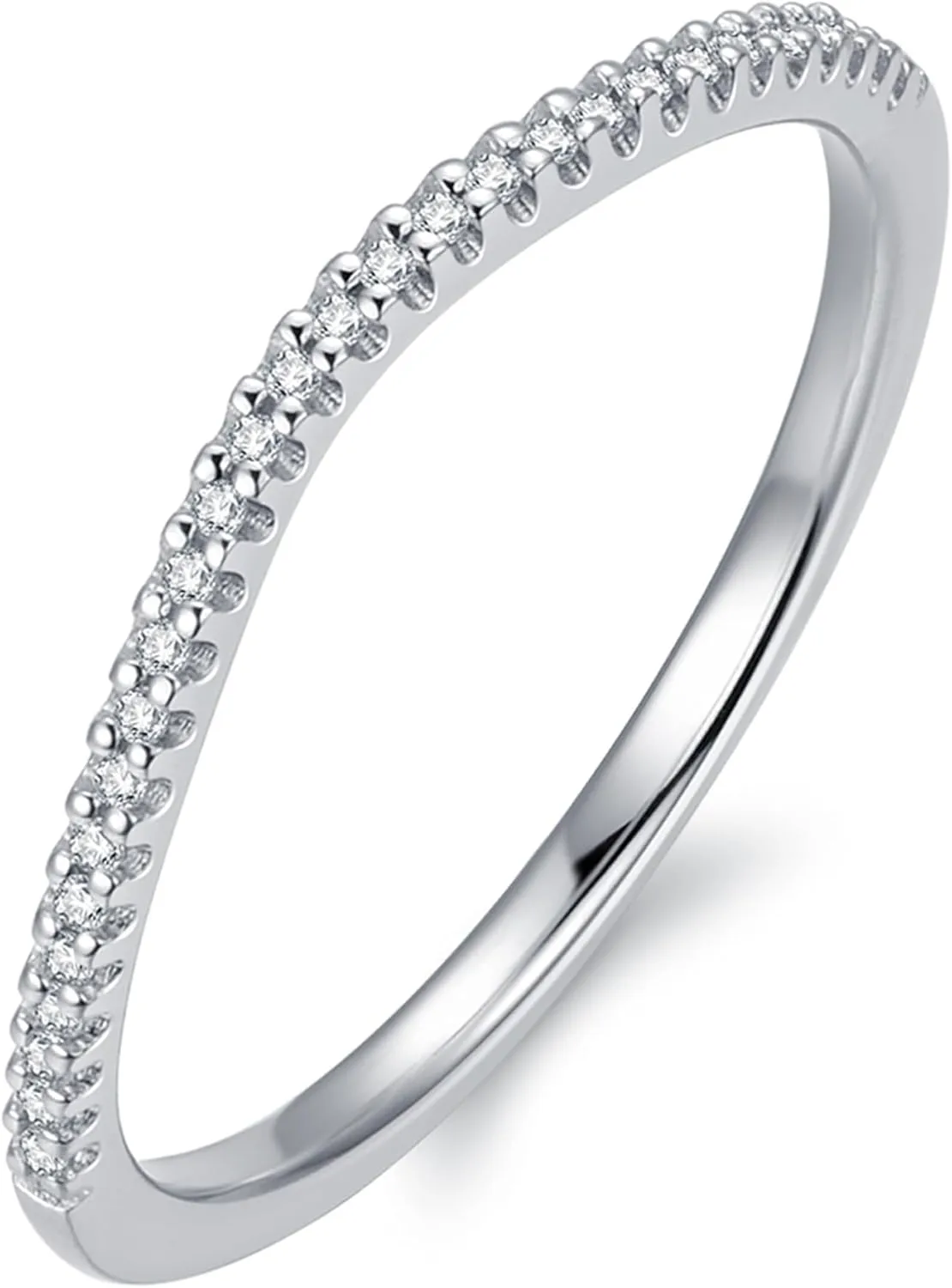 1.5mm Moissanite Wedding Bands for Women, Moissanite Rings for Women, V Shaped Wedding Band