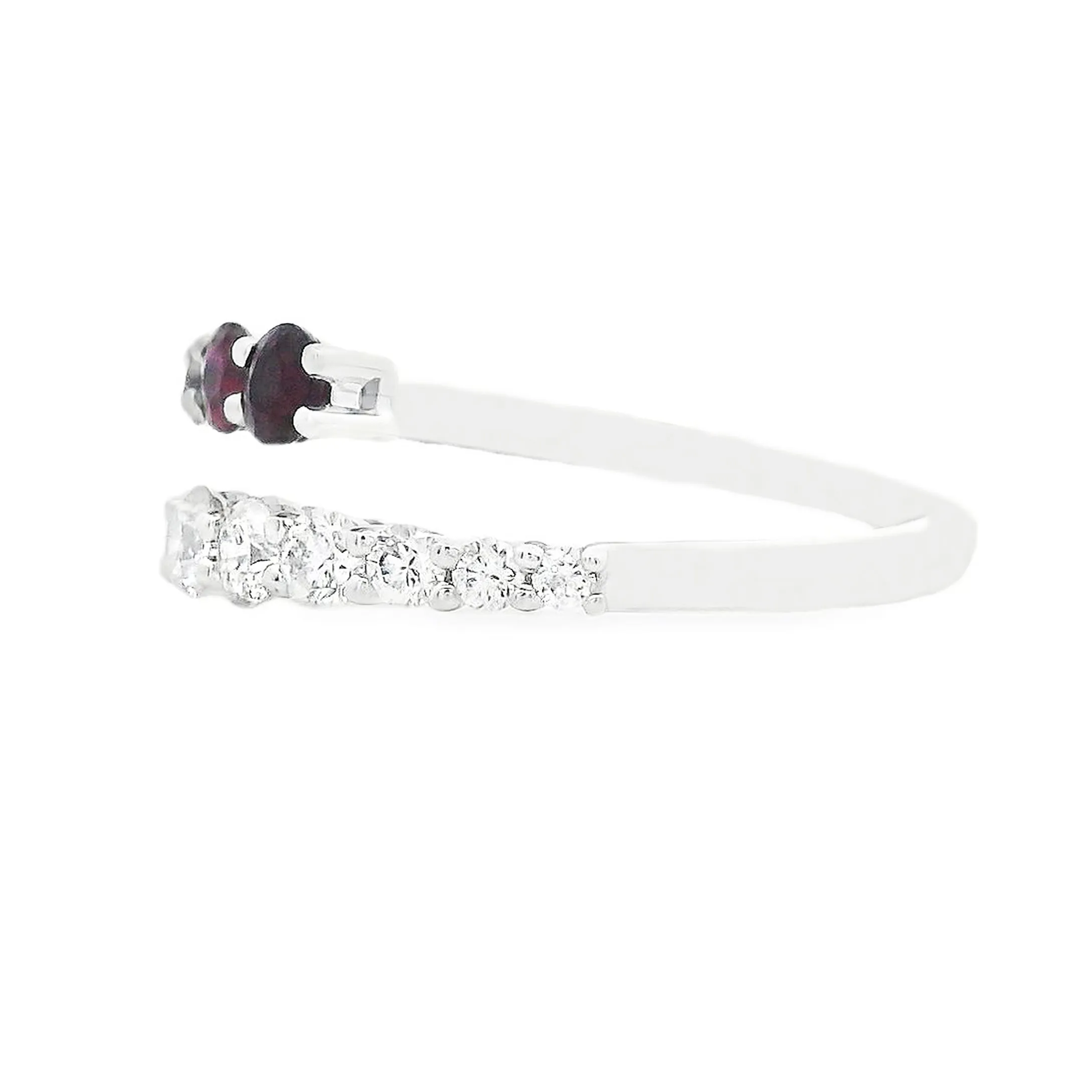18 White Gold Diamond & Ruby Bypass Ring