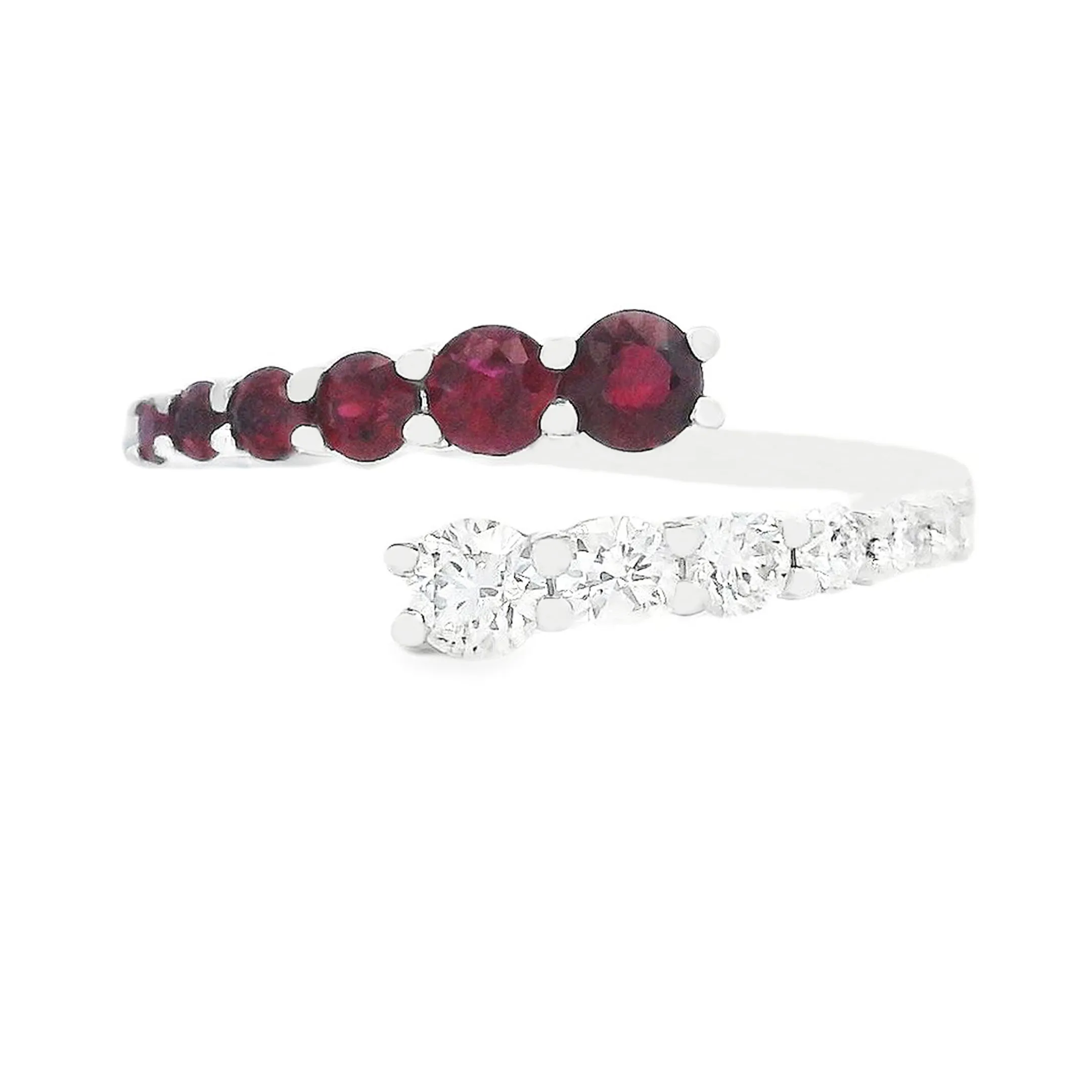 18 White Gold Diamond & Ruby Bypass Ring