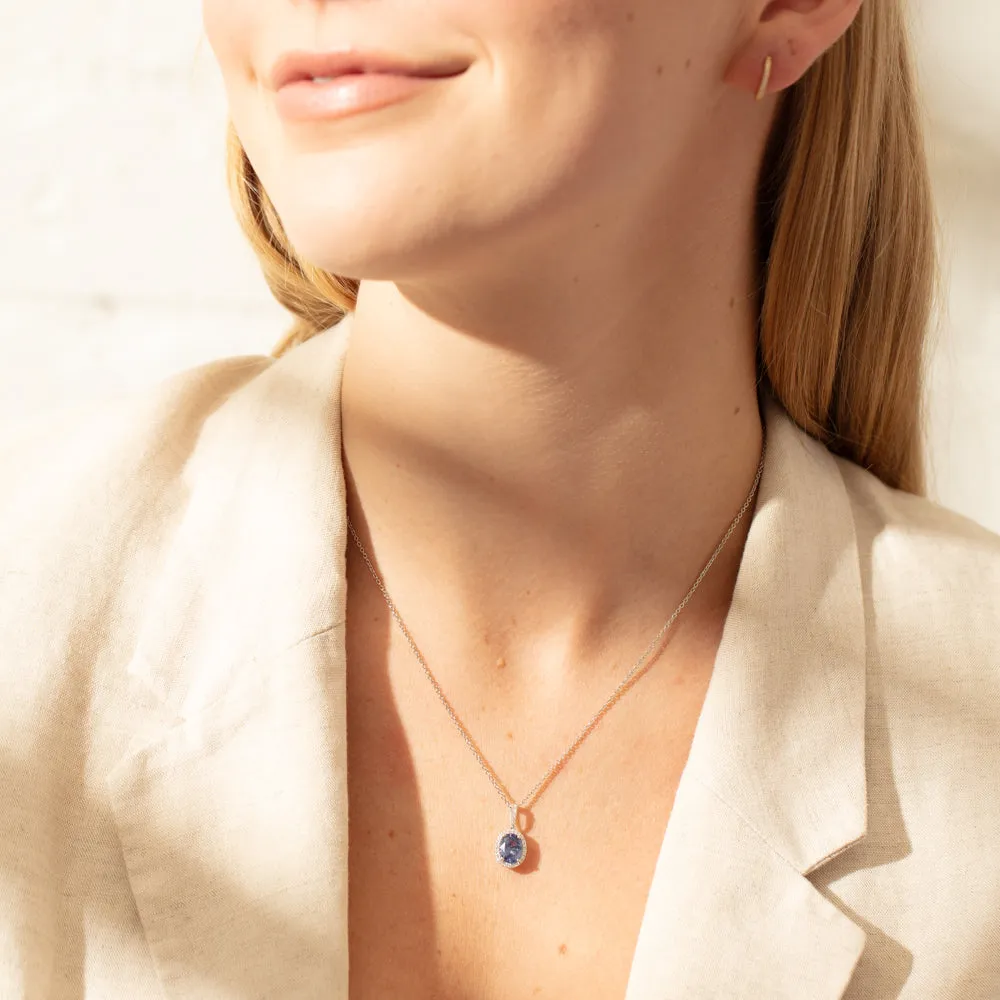 18ct White Gold 2.07ct Sapphire & Diamond Sierra Pendant