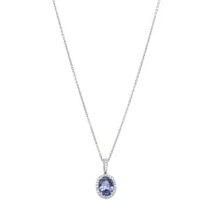 18ct White Gold 2.07ct Sapphire & Diamond Sierra Pendant