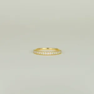 18ct Yellow Gold 0.30ct Round Diamond Scalloped-Edge Half Eternity Ring