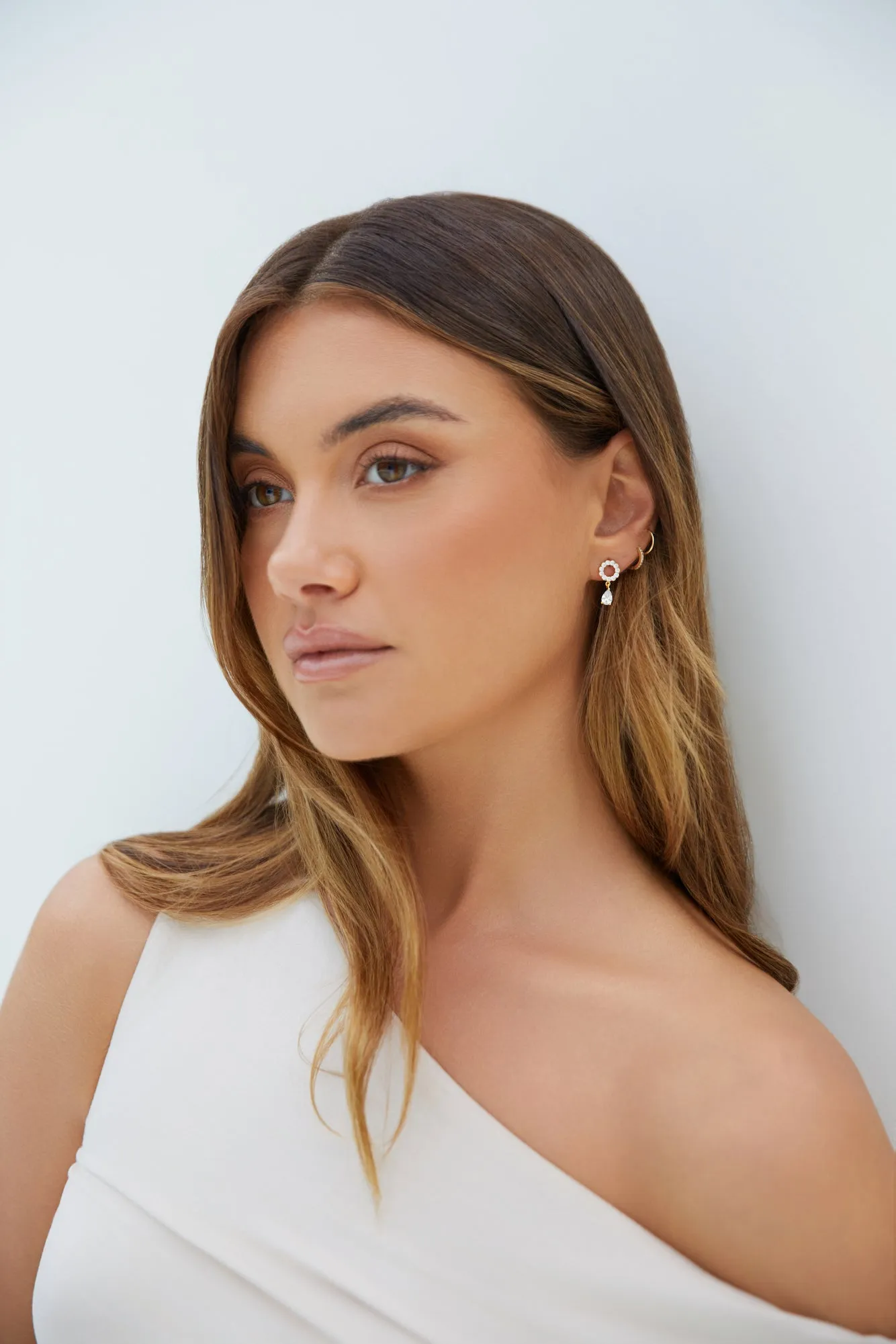 18K Gold Plated Crystal Moon Earrings Gold