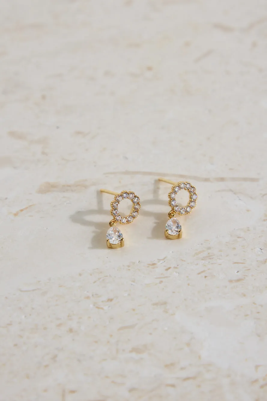 18K Gold Plated Crystal Moon Earrings Gold