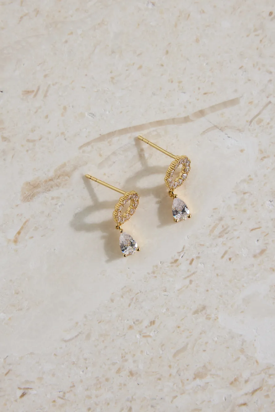 18K Gold Plated Crystal Moon Earrings Gold
