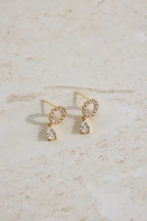 18K Gold Plated Crystal Moon Earrings Gold