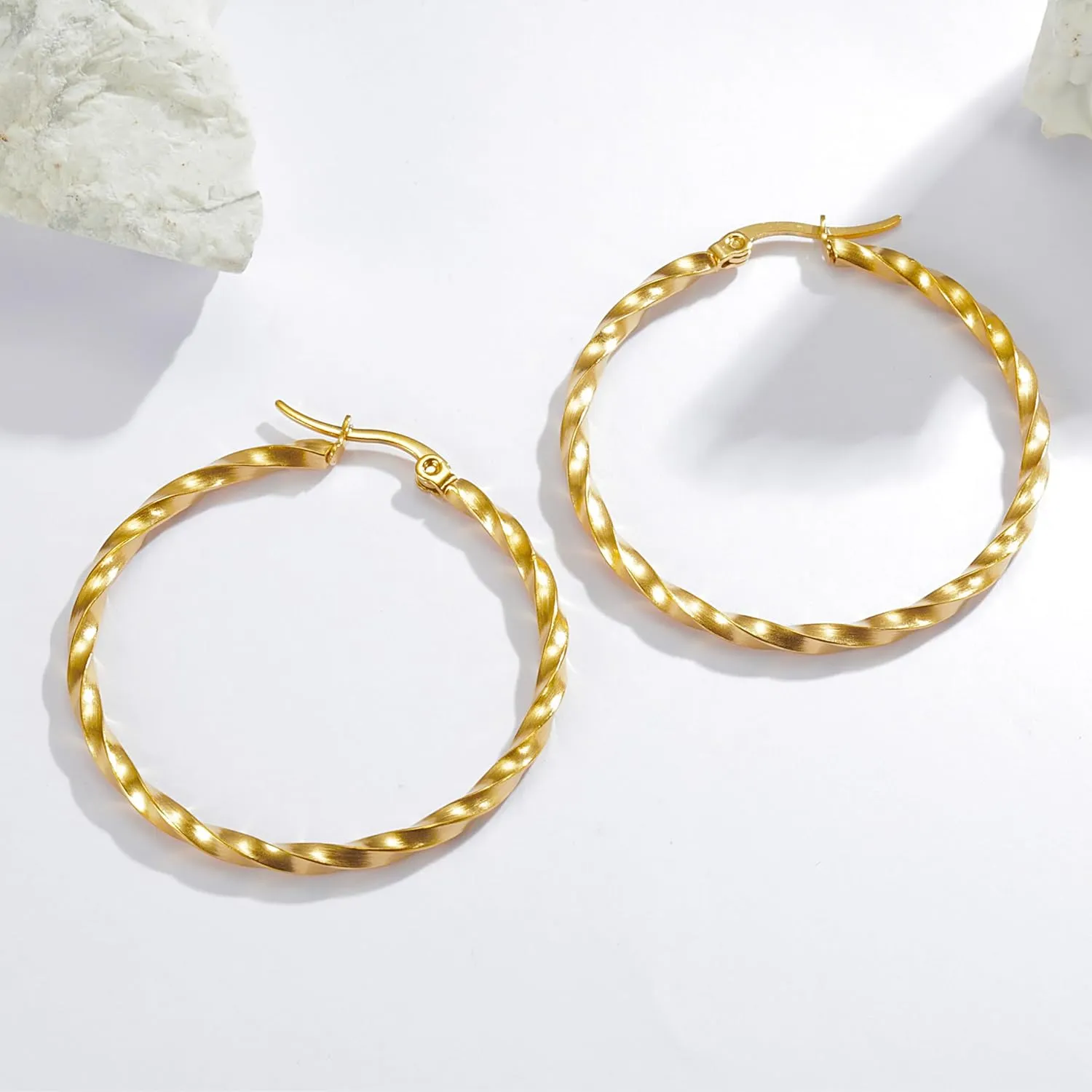 18K Gold Plated Hoop/Stud Earrings Set, 3 Pack Surgical Stainless Steel Huggie/Stud Earrings Jewelry